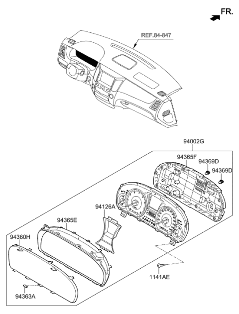 2012 Hyundai Equus Case-Rear Diagram for 94365-3N000