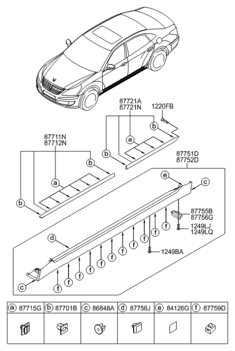 2011 Hyundai Equus Moulding Assembly-Waist Line Rear Door,RH Diagram for 87722-3N000