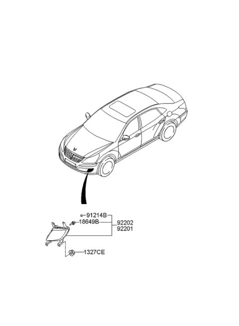 2012 Hyundai Equus Front Driver Side Fog Light Assembly Diagram for 92201-3N010