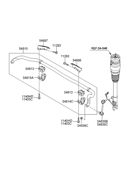 2012 Hyundai Equus Bar Assembly-Front Stabilizer Diagram for 54810-3N200