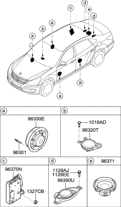 2011 Hyundai Equus Surround Speaker Assembly Diagram for 96350-3N300