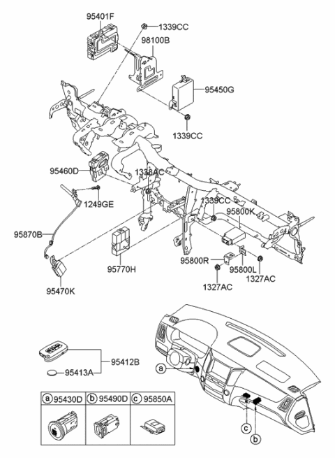 2012 Hyundai Equus Burglar Alarm Antenna Assembly Diagram for 95880-3N100