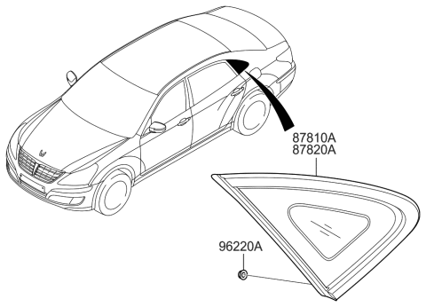 2010 Hyundai Equus Glass & MOULDING Assembly-Quarter Diagram for 87830-3N100