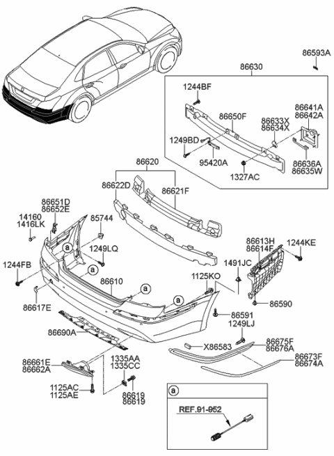 2013 Hyundai Equus Beam-Rear Bumper Diagram for 86631-3N000