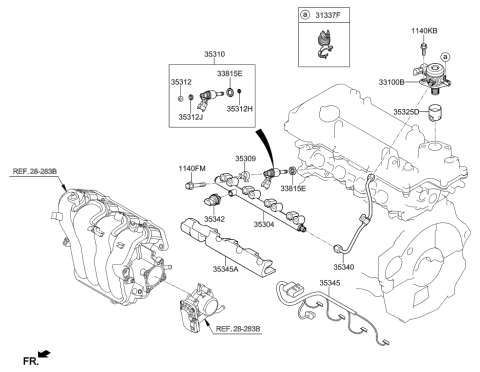 2019 Hyundai Sonata Injector Assembly-Fuel Diagram for 35310-2GGA1