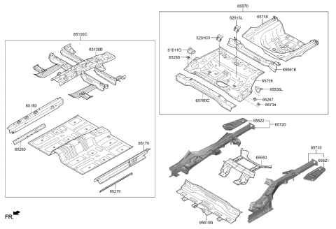 2019 Hyundai Sonata Panel Assembly-Rear Floor Diagram for 65510-C2500
