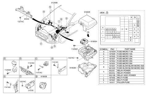 2018 Hyundai Sonata Pcb Block Assembly Diagram for 91950-C1655