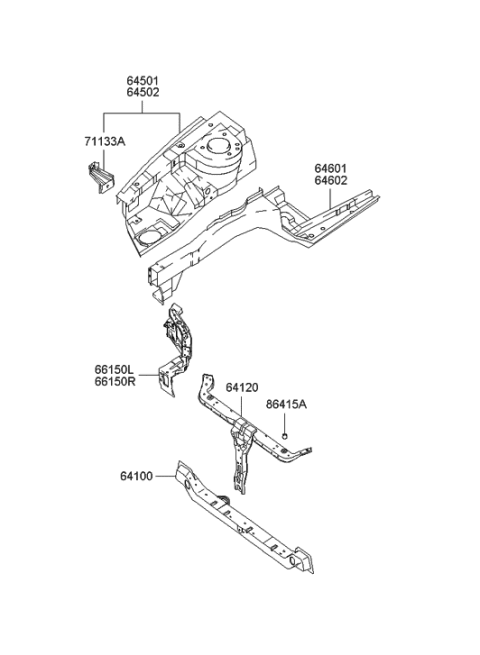 2002 Hyundai Tiburon Fender Apron & Radiator Support Panel Diagram