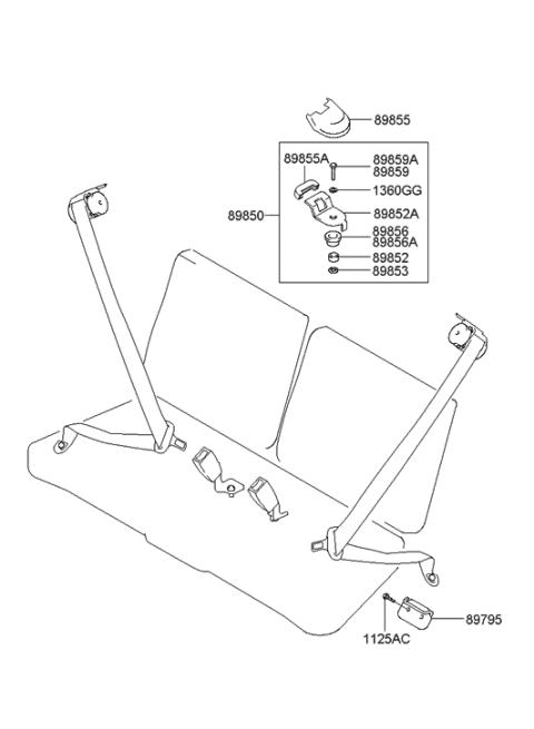 2005 Hyundai Tiburon Holder Assembly-Child Rest Hook Diagram for 89850-2D000