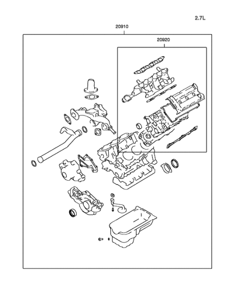 2006 Hyundai Tiburon Gasket Kit-Engine Overhaul Diagram for 20910-37D00-A