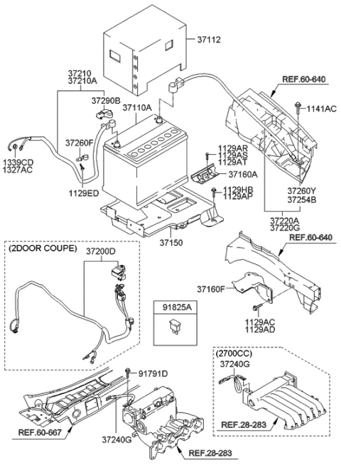 2003 Hyundai Tiburon Outer Arm Assembly Diagram for 37200-2C140
