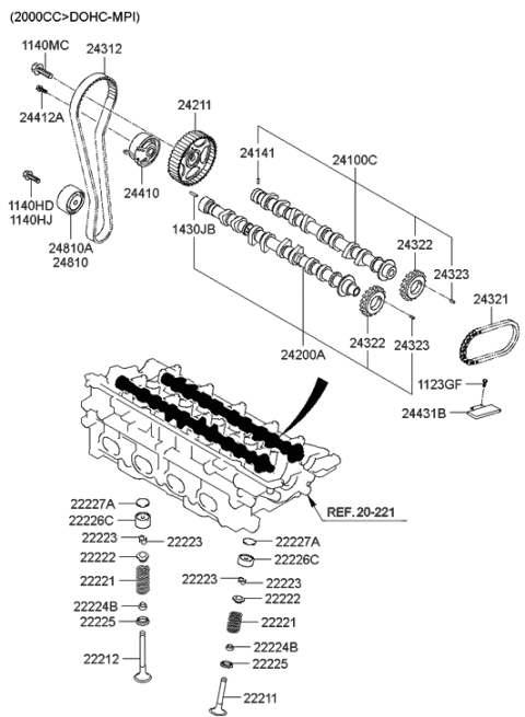 2001 Hyundai Tiburon Camshaft & Valve Diagram 2