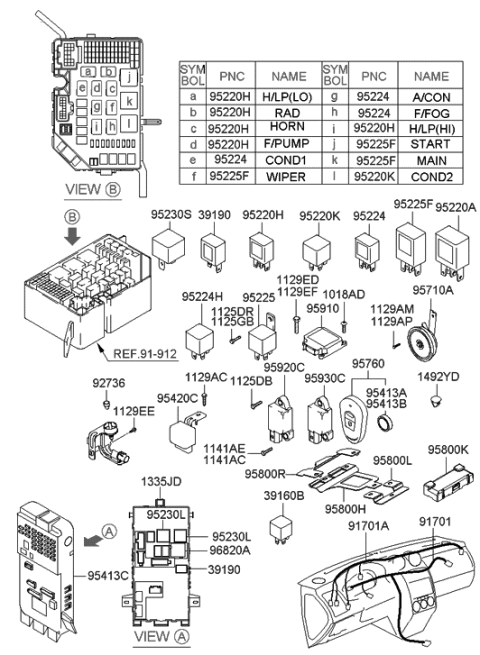 2005 Hyundai Tiburon Relay & Module Diagram