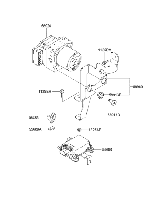2002 Hyundai Tiburon Abs Anti Lock Brake Pump Module Diagram for 58920-2C000