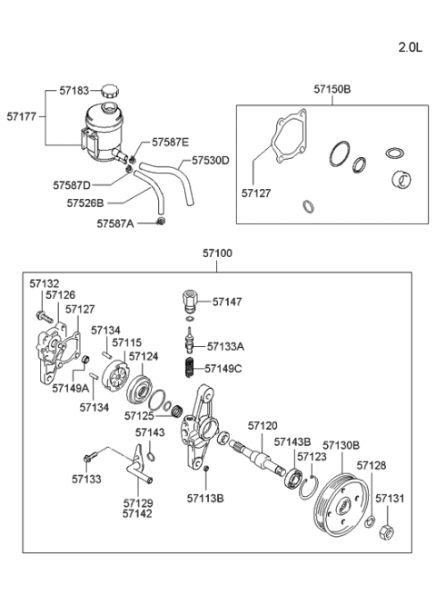 2004 Hyundai Tiburon Power Steering Oil Pump Diagram 1