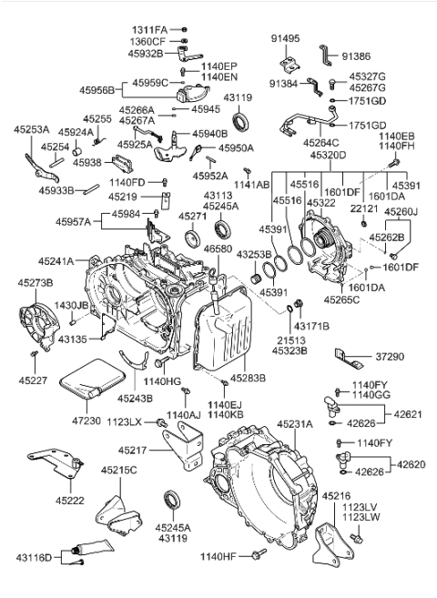 2001 Hyundai Tiburon Auto Transmission Case Diagram