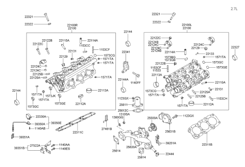 2004 Hyundai Tiburon Head Assembly-Cylinder,RH Diagram for 22100-372B0