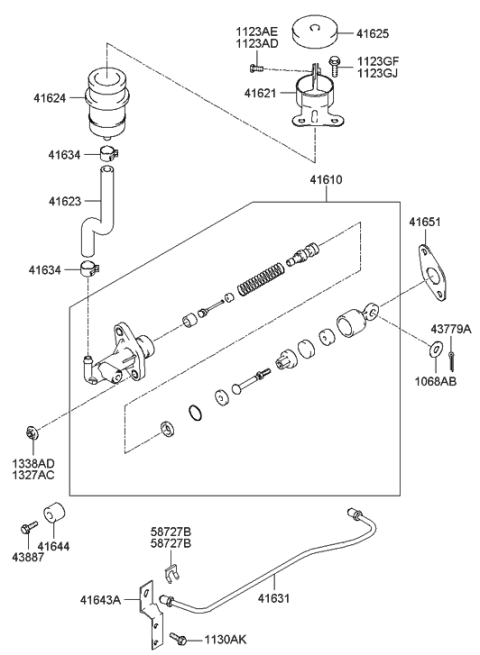2001 Hyundai Tiburon Cylinder Assembly-Clutch Master Diagram for 41610-2C100