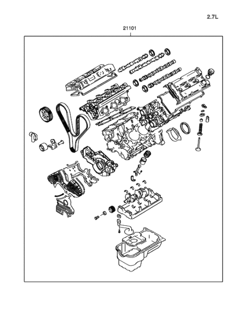 2006 Hyundai Tiburon Engine Assembly-Sub Diagram for 21101-37C00