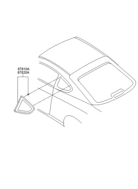 2001 Hyundai Tiburon Glass & Moulding Assembly-Quarter Fixed,RH Diagram for 87820-2C022