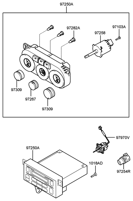 2001 Hyundai Tiburon Heater Control Assembly Diagram for 97250-2C860