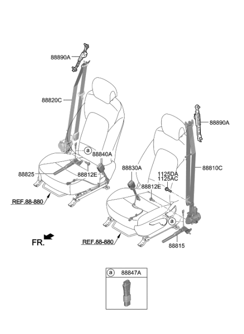 2019 Hyundai Santa Fe Front Right Seat Belt Assembly Diagram for 88820-S2000-NNB