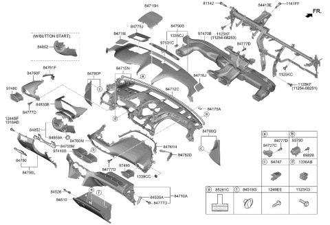 2020 Hyundai Santa Fe Glove Box Assembly Diagram for 84510-S2000-SST