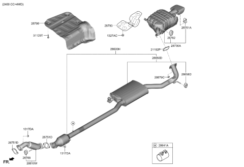 2019 Hyundai Santa Fe Rear Muffler Assembly Diagram for 28710-S2300