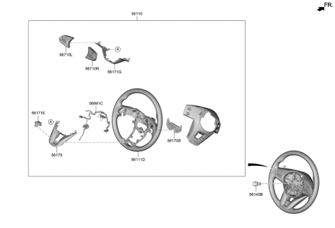 2020 Hyundai Santa Fe Steering Wheel Assembly Diagram for 56100-S1050-SST