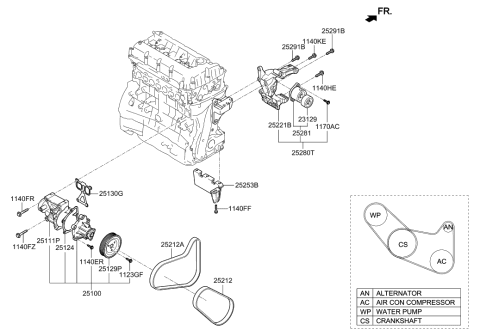 2020 Hyundai Santa Fe Pump Assembly-Coolant Diagram for 25100-2GTA0