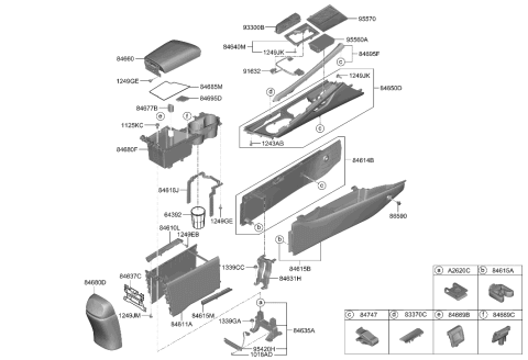 2022 Hyundai Elantra N Cover-Console Side LH Diagram for 84614-AA000-NNB