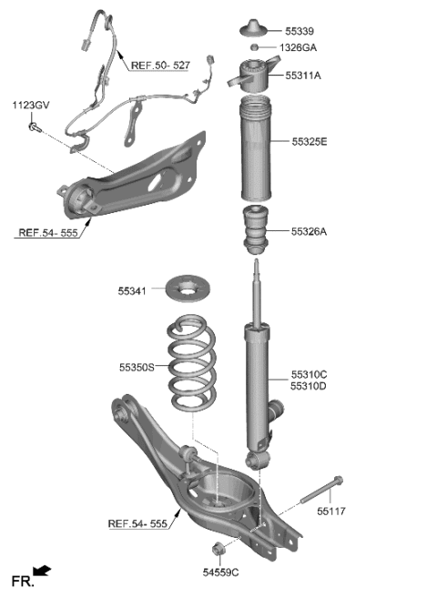 2023 Hyundai Elantra N Pad-Rear Spring,UPR Diagram for 55334-AAAA0