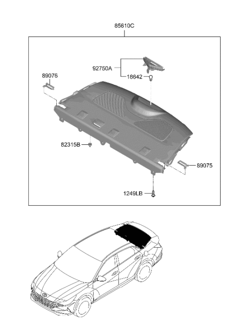 2023 Hyundai Elantra N Rear Package Tray Diagram