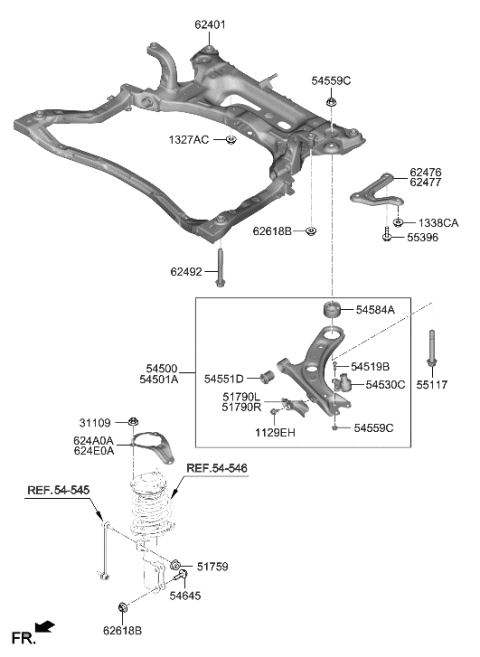 2022 Hyundai Elantra N CROSSMEMBER COMPL Diagram for 62400-IB000