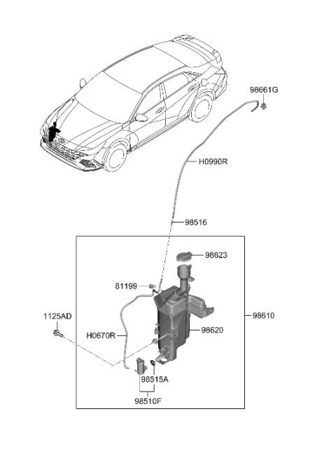 2022 Hyundai Elantra N Windshield Washer Diagram