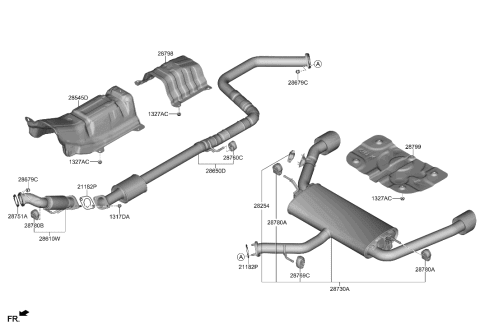 2022 Hyundai Elantra N Muffler & Exhaust Pipe Diagram