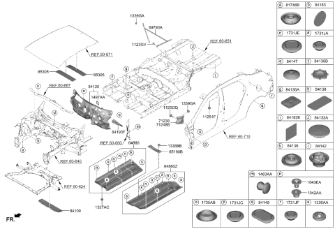 2022 Hyundai Elantra N Pad-Roof Diagram for 84176-A7010