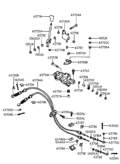 1992 Hyundai Elantra Shift Lever Control (MTM) Diagram