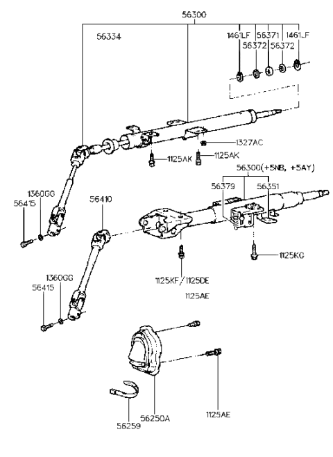 1995 Hyundai Elantra Steering Column & Shaft Diagram