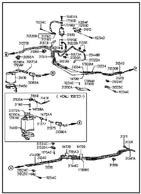 1991 Hyundai Elantra Holder Assembly-Canister Diagram for 31450-28000