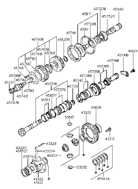 1994 Hyundai Elantra Gear-Transfer Idler Diagram for 45735-37610