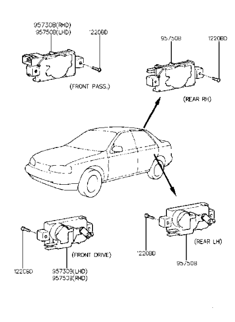 1993 Hyundai Elantra Actuator Assembly-Door Locking Diagram for 95750-31910