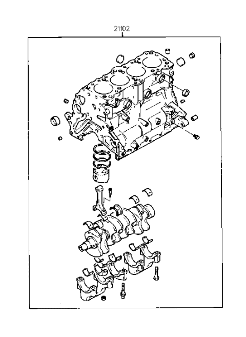 1994 Hyundai Elantra Engine Assembly-Short Diagram for 21102-33A00
