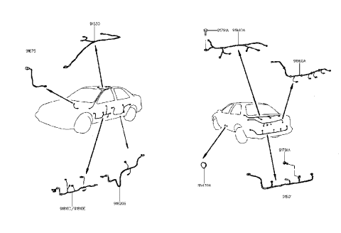 1993 Hyundai Elantra Wiring Assembly-Roof Diagram for 91630-28000