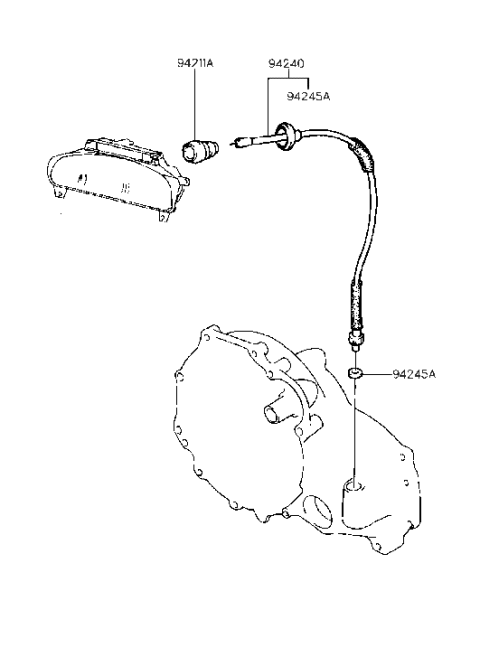 1991 Hyundai Elantra Cable Assembly-Speedometer Diagram for 94240-24004