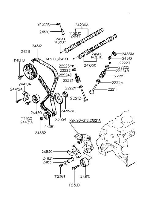 1994 Hyundai Elantra Valve Timing Belt Diagram for 24312-33060