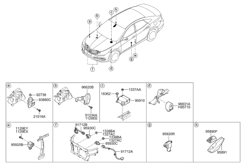 2015 Hyundai Azera Horn Assembly-Burglar Alarm Diagram for 96630-3V000