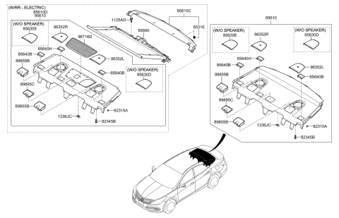 2016 Hyundai Azera Trim Assembly-Package Tray Front Diagram for 85620-3V092-HZ