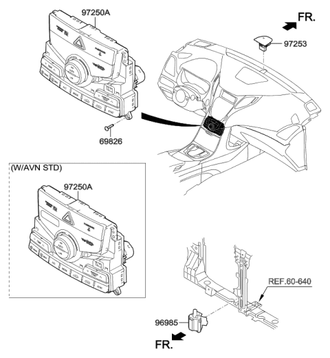 2015 Hyundai Azera Heater Control Assembly Diagram for 97250-3VGB0-VD4