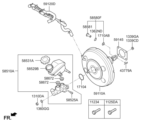 2015 Hyundai Azera Brake Master Cylinder & Booster Diagram